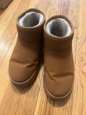 BEST FASHION Suede-Look Slip-On Boots - Tan